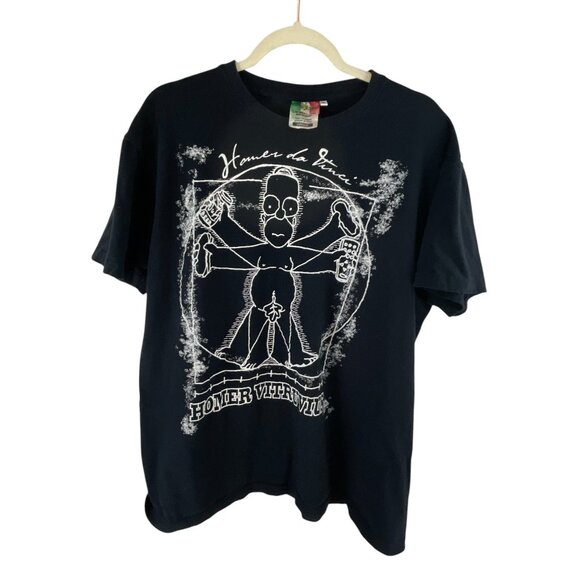Zeus The Simpsons Homer Vitruvian Men's Graphic T-Shirt 2XL Black Grunge VTG - Picture 7 of 7